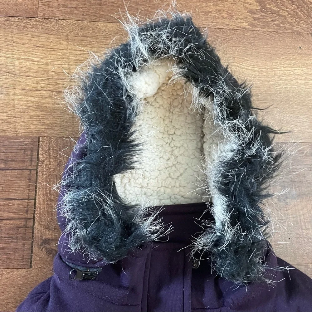 Me Jane purple heavy faux fur Sherpa like detachable hat coat jacket girls